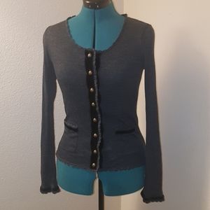 Charcoal wool and silk cardigan